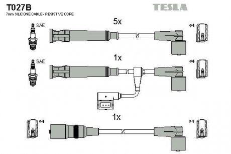 Комплект кабелей зажигания TESLA T027B (фото 1)