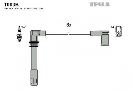 Комплект кабелей зажигания TESLA T003B