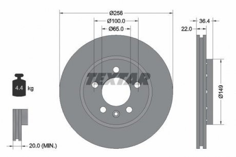 Гальмівний диск PRO TEXTAR 92098603 (фото 1)