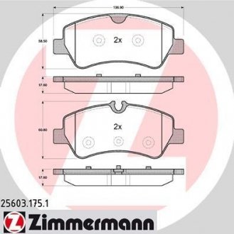 Колодки тормозные дисковые Zimmermann Otto Zimmermann GmbH 25603.175.1