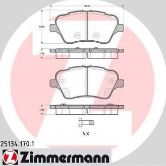 Колодки гальмівні дискові Zimmermann Otto Zimmermann GmbH 251341701