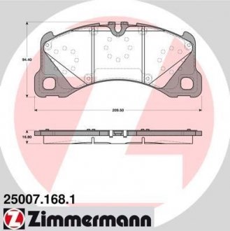 Колодки гальмівні дискові Otto Zimmermann GmbH 250071681 (фото 1)