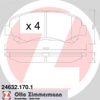 Колодки тормозные дисковые Zimmermann Otto Zimmermann GmbH 24632.170.1
