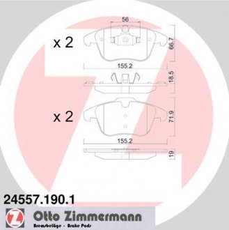 Колодки тормозные дисковые Zimmermann Otto Zimmermann GmbH 24557.190.1