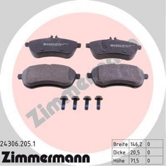 Колодки тормозные дисковые Otto Zimmermann GmbH 24306.205.1 (фото 1)