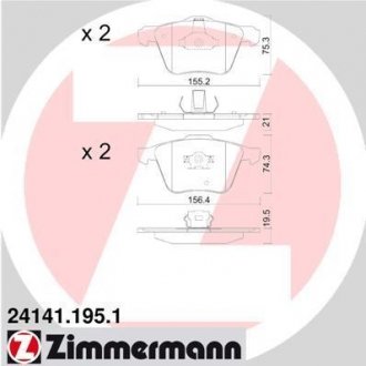 Колодки тормозные дисковые Zimmermann Otto Zimmermann GmbH 24141.195.1