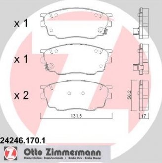 Колодки тормозные дисковые Otto Zimmermann GmbH 24246.170.1 (фото 1)