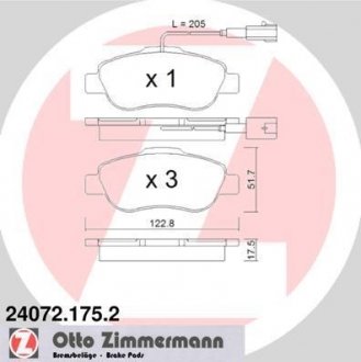 Колодки гальмівні дискові Zimmermann Otto Zimmermann GmbH 24072.175.2