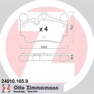 Колодки гальмівні дискові Otto Zimmermann GmbH 240101659 (фото 1)