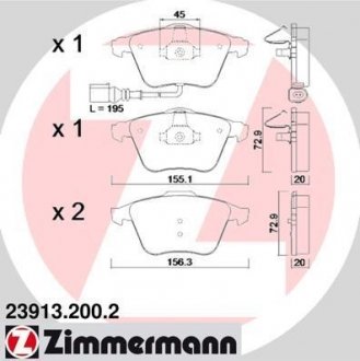 Колодки гальмівні дискові Zimmermann Otto Zimmermann GmbH 23913.200.2