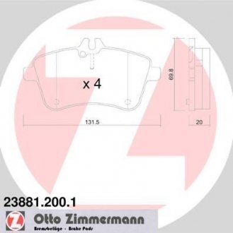 Колодки тормозные дисковые Zimmermann Otto Zimmermann GmbH 23881.200.1