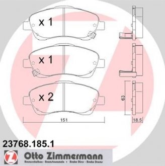 Колодки тормозные дисковые Otto Zimmermann GmbH 23768.185.1 (фото 1)