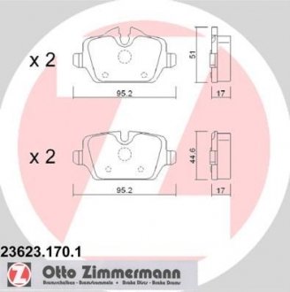 Колодки гальмівні дискові Otto Zimmermann GmbH 236231701 (фото 1)