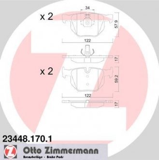 Колодки тормозные дисковые Zimmermann Otto Zimmermann GmbH 23448.170.1