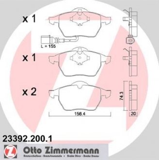 Колодки гальмівні дискові Otto Zimmermann GmbH 233922001 (фото 1)