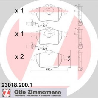 Колодки гальмівні дискові Otto Zimmermann GmbH 230182001 (фото 1)