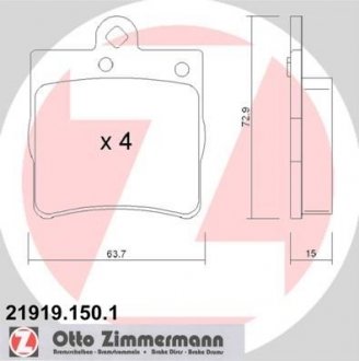 Колодки тормозные дисковые Zimmermann Otto Zimmermann GmbH 219191501