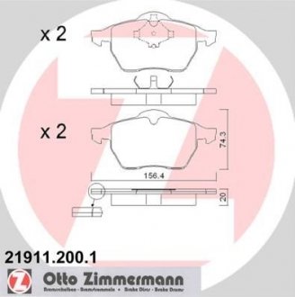 Колодки тормозные дисковые Zimmermann Otto Zimmermann GmbH 21911.200.1