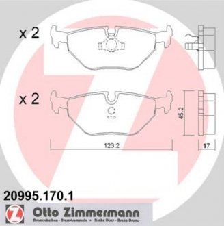 Колодки гальмівні дискові Zimmermann Otto Zimmermann GmbH 209951701