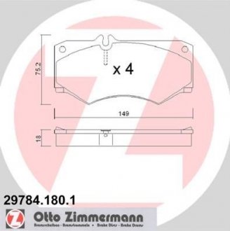 Тормозные колодки дисковые Zimmermann Otto Zimmermann GmbH 297841801