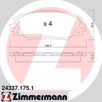 Гальмівні колодки дискові Otto Zimmermann GmbH 243371751 (фото 1)
