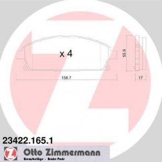 Гальмівні колодки дискові Otto Zimmermann GmbH 234221651 (фото 1)