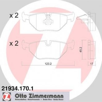 Тормозные колодки дисковые Otto Zimmermann GmbH 219341701 (фото 1)