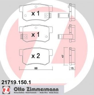 Гальмівні колодки дискові Otto Zimmermann GmbH 217191501 (фото 1)