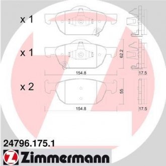 Колодки тормозные дисковые Otto Zimmermann GmbH 24796.175.1 (фото 1)