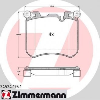 Колодки тормозные дисковые ZIMMERMANN Otto Zimmermann GmbH 24524.195.1