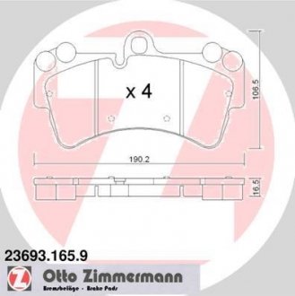 Колодки тормозные дисковые ZIMMERMANN Otto Zimmermann GmbH 23693.165.9