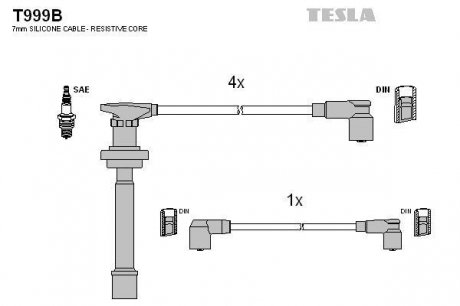 Комплект кабелів запалювання TESLA T999B (фото 1)