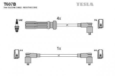 Комплект кабелів запалювання TESLA T607B (фото 1)