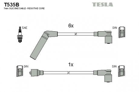Комплект кабелей зажигания TESLA T535B