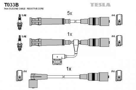 Комплект кабелей зажигания TESLA T033B