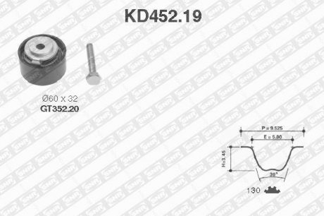 Комплект ременя ГРМ, 2.5DI/TD 92-97 SNR NTN SNR KD452.19