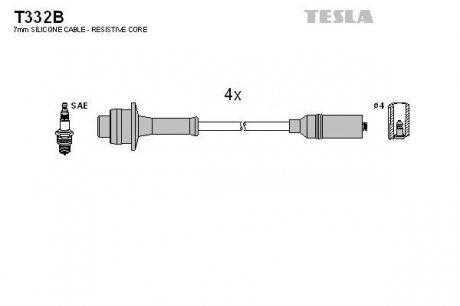 Комплект высоковольтных проводов TESLA T332B