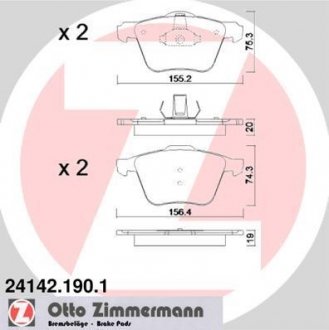Гальмівні колодки Otto Zimmermann GmbH 24142.190.1 (фото 1)