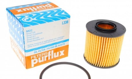 Фильтр масляный, 0.6-0.7I/0.8CDi PURFLUX L338 (фото 1)