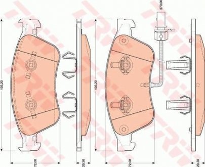 Тормозные колодки дисковые AUDI A8 "F "03-"10 TRW GDB1811 (фото 1)