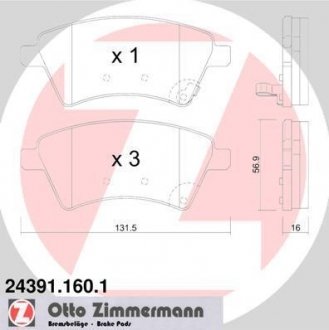 Гальмівні колодки перед Suzuki SX4 Zimmermann Otto Zimmermann GmbH 243911601