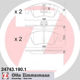 Гальмівні колодки дискові Otto Zimmermann GmbH 247431901 (фото 1)