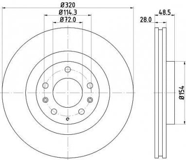 Тормозной диск перед. CX7/CX9 07- 2.2-3.7 (PRO) Hella 8DD355118-201 (фото 1)