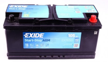 Аккумулятор стартерный AGM 6СТ-105 Евро EXIDE EK1050 (фото 1)