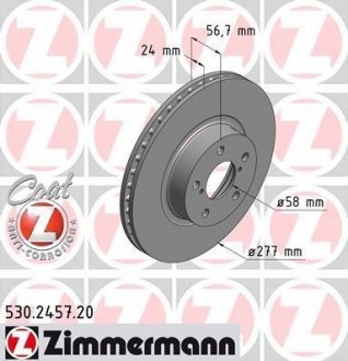 Тормозной диск предвентил SUBARU Legacy-Impreza Otto Zimmermann GmbH 530245720 (фото 1)