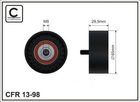 Ролик натяжителя ремня MERCEDES E (W211) E 200 Cdi 02- CAFFARO 13-98 (фото 1)