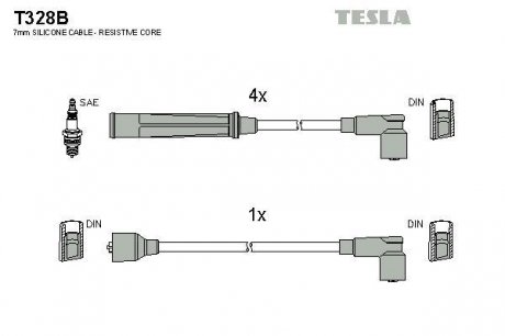 Комплект кабелей зажигания TESLA T328B