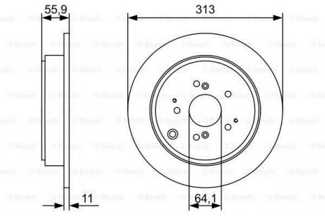 Тормозной диск ACURA/HONDA MDX/MR-V/Pilot 'R' 3,5'05>> Bosch 0986479W23 (фото 1)