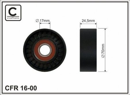 Ролик натяжитель ручейкового ремня Fiat 1,4-1,6 [12V, 16V] 96- CAFFARO 16-00 (фото 1)