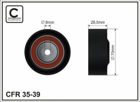Ролик напрямний струмкового ременя BMW M60/70/73 3.0/4.0/5.0 87- CAFFARO 35-39 (фото 1)